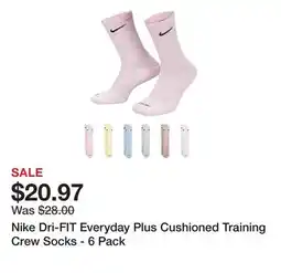 Dick's Sporting Goods Nike Dri-FIT Everyday Plus Cushioned Training Crew Socks - 6 Pack offer