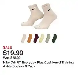 Dick's Sporting Goods Nike Dri-FIT Everyday Plus Cushioned Training Ankle Socks - 6 Pack offer