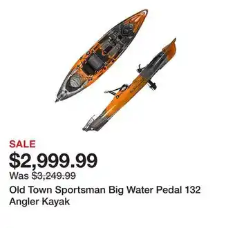 Dick's Sporting Goods Old Town Sportsman Big Water Pedal 132 Angler Kayak offer