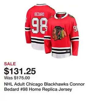 Dick's Sporting Goods NHL Adult Chicago Blackhawks Connor Bedard #98 Home Replica Jersey offer