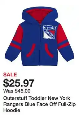 Dick's Sporting Goods Outerstuff Toddler New York Rangers Blue Face Off Full-Zip Hoodie offer