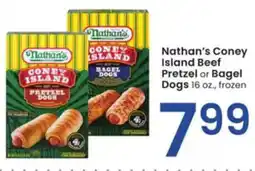 Albertsons Nathan's Coney Island Beef Pretzel or Bagel Dogs frozen offer