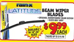 Ollie's Rain-x BEAM WIPER BLADES offer