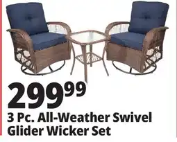 Ocean State Job Lot Outdoor Living Furnishings All-Weather 3-Piece Swivel Glider Set with Cushions offer