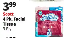 Ocean State Job Lot Scott 4 Pk. Facial Tissue offer