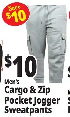 Ocean State Job Lot Men's Cargo & Zip Pocket Jogger Sweatpants offer