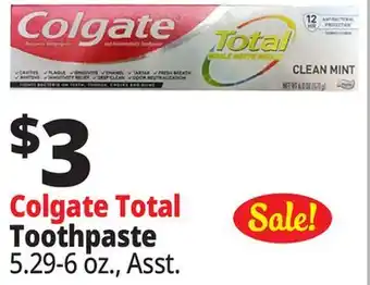 Ocean State Job Lot Colgate Total Clean Mint Toothpaste 6 oz offer