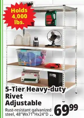 Ocean State Job Lot Method Storage Systems 5-Tier Heavy-Duty Rivet Shelving Unit 48 x 71 offer