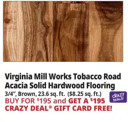 Ocean State Job Lot Virginia Mill Works Tobacco Road Acacia Solid Hardwood Flooring offer