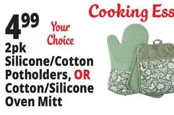 Ocean State Job Lot 2pk Silicone/Cotton Potholders, OR Cotton/Silicone Oven Mitt offer