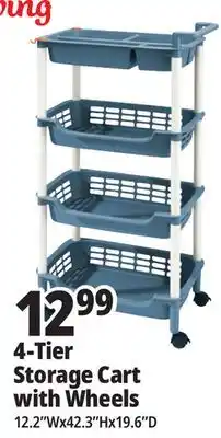 Ocean State Job Lot HomeLiving 4-Tier Multipurpose Storage Cart with Wheels offer