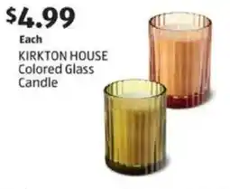 Aldi Kirkton house colored glass candle offer