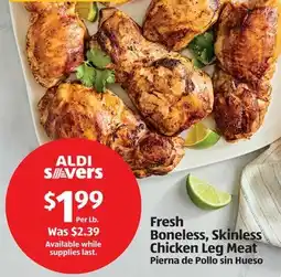 Aldi Fresh Boneless, Skinless Chicken Leg Meat offer