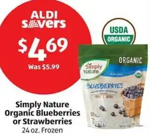 Aldi Simply Nature Organic Blueberries or Strawberries offer