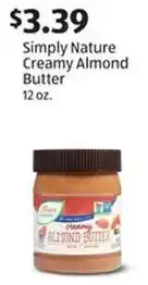 Aldi Simply Nature Creamy Almond Butter offer