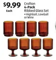 Aldi Crofton 4-Pack Ribbed Glass Set offer