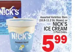 C Town NICK'S ICE CREAM 1 PINT CNTRS offer