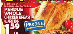 Bravo Supermarkets PERDUE WHOLE CHICKEN BREAST w/RIBS offer