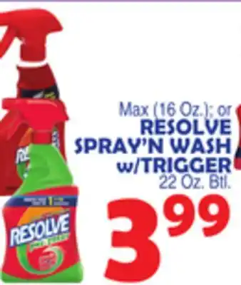 Bravo Supermarkets RESOLVE SPRAY'N WASH w/TRIGGER 22 Oz. Btl offer