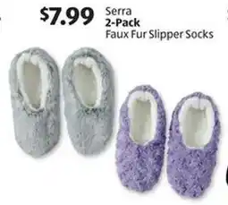 Aldi Serra 2-Pack Faux Fur Slipper Socks offer