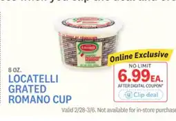 Kings Food Markets LOCATELLI GRATED ROMANO CUP offer