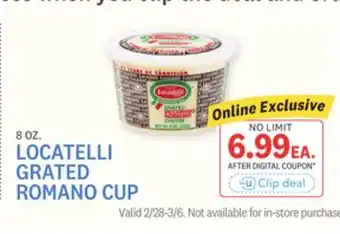 Kings Food Markets LOCATELLI GRATED ROMANO CUP offer