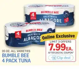 Kings Food Markets BUMBLE BEE 4 PACK TUNA offer