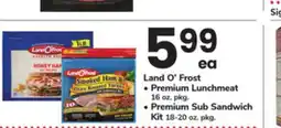 ACME Land O' Frost Premium Lunchmeat 16 oz. pkg. or Premium Sub Sandwich Kit 18-20 oz. pkg offer