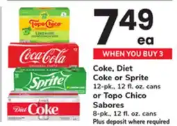 ACME Coke, Diet Coke or Sprite 12-pk., 12 fl. oz. cans or Topo Chico Sabores 8-pk., 12 fl. oz. cans offer