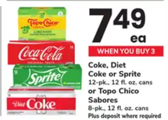 ACME Coke, Diet Coke or Sprite 12-pk., 12 fl. oz. cans or Topo Chico Sabores 8-pk., 12 fl. oz. cans offer