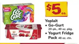 ACME Yoplait Go - Gurt 20 - pk., 40 oz. pkg., Yogurt Fridge Pack 48 oz. ctn offer