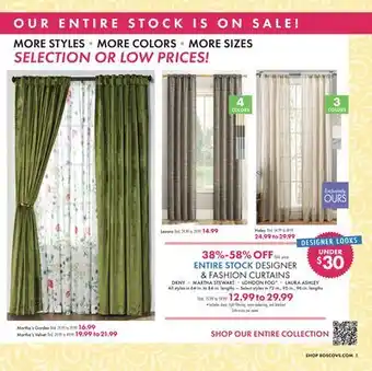 Boscov's ENTIRE STOCK DESIGNER & FASHION CURTAINS offer