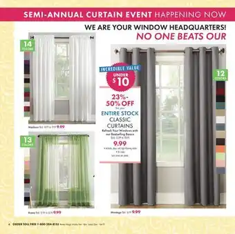 Boscov's ENTIRE STOCK CLASSIC CURTAINS offer