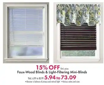 Boscov's Faux-Wood Blinds & Light-Filtering Mini-Blinds offer