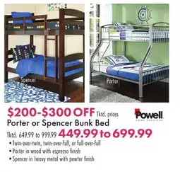 Boscov's Porter or Spencer Bunk Bed offer