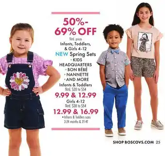 Boscov's Infants, Toddlers, & Girls 4-12 NEW Spring Sets offer