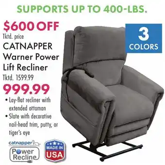 Boscov's CATNAPPER Warner Power Lift Recliner offer