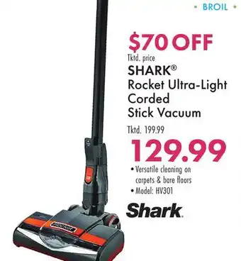 Boscov's SHARK Rocket Ultra-Light Corded Stick Vacuum offer