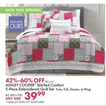 Boscov's ASHLEY COOPER Stitched Comfort 5-Piece Embroidered Quilt Set offer