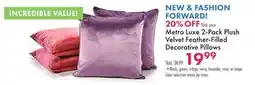 Boscov's Metro Luxe 2-Pack Plush Velvet Feather-Filled Decorative Pillows offer