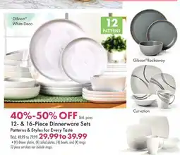 Boscov's 12-& 16-Piece Dinnerware Sets offer