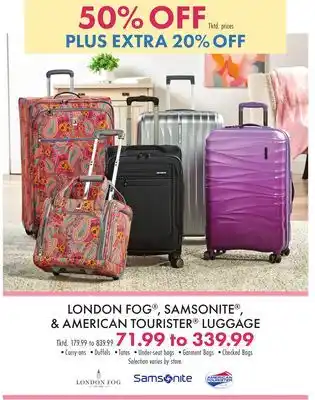 Boscov's LONDON FOG , SAMSONITE , & AMERICAN TOURISTER LUGGAGE offer