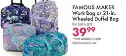 Boscov's FAMOUS MAKER Work Bag or 21-in. Wheeled Duffel Bag offer