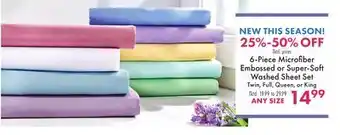 Boscov's 6-Piece Microfiber Embossed or Super-Soft Washed Sheet Set offer