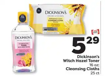 Weis Markets Dickinson's Witch Hazel Toner 16 oz Cleansing Cloths 25 ct offer