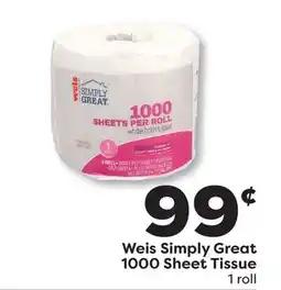 Weis Markets Weis Simply Great 1000 Sheet Tissue offer