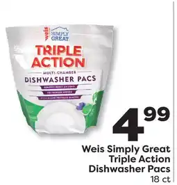 Weis Markets Weis Simply Great Triple Action Dishwasher Pacs offer