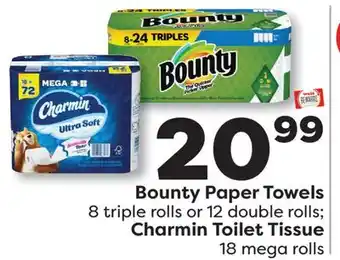 Weis Markets Bounty Paper Towels 8 triple rolls or 12 double rolls Charmin Toilet Tissue 18 mega rolls offer