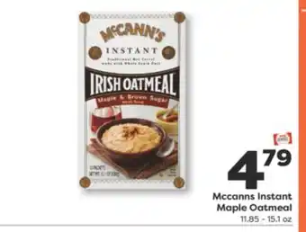 Weis Markets Mccanns Instant Maple Oatmeal offer