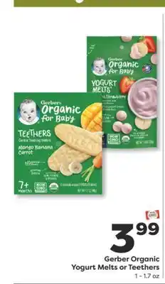 Weis Markets Gerber Organic Yogurt Melts or Teethers offer